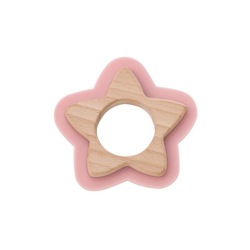 Saro baby - jucarie naturala pentru dentitie star, roz