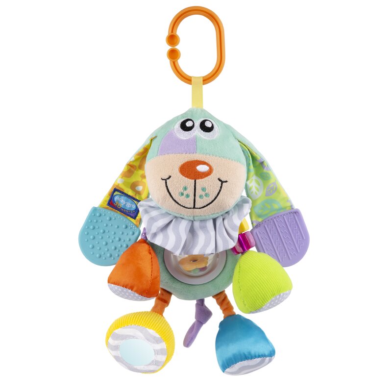 Jucarie pentru carucior, scoica auto si patut, cu jucarii de dentitie, cu zornaitoare, activity friend puppy, playgro