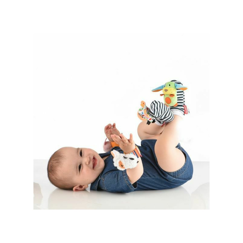 Jucarie pentru dezvoltarea abilitatilor, nikidom rattles wrist & foot, farm, 0+