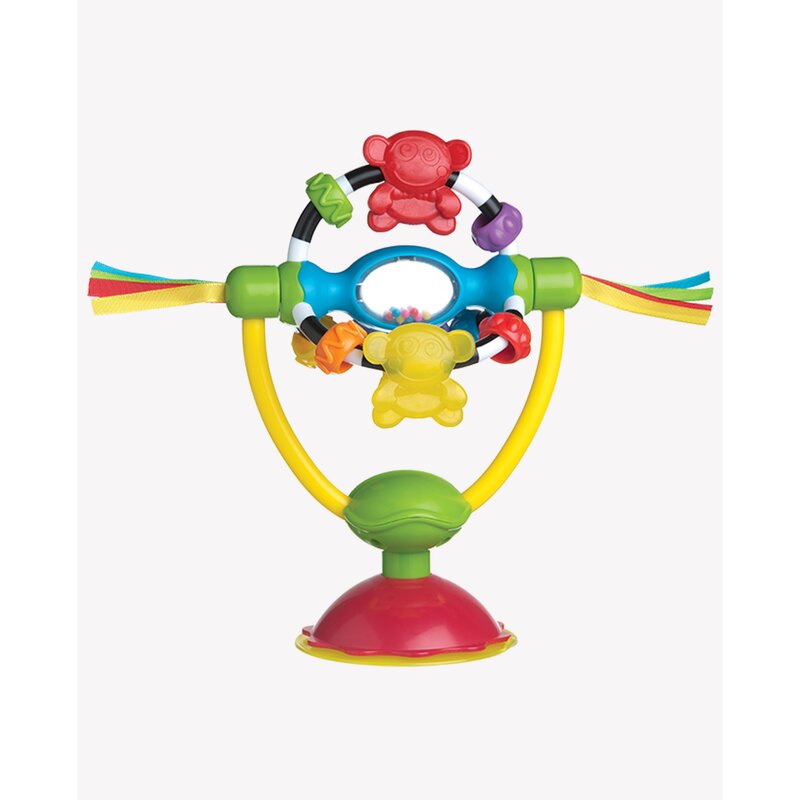 Jucarie pentru scaunul de masa, cu ventuza, cu activitati, rotativa, high chair spinning toy, 19.5 cm, playgro