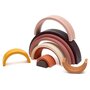 Jucarie pentru stivuire Montessori, Baby Mix, Curcubeu, Stimuleaza abilitatile motorii fine si coordonarea ochi-mana, Din lemn, 7 piese, Brown - 1