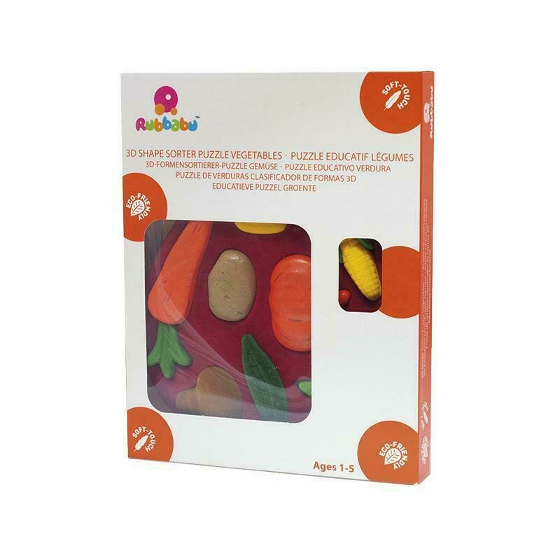 Rubbabu - jucarie sortator forme 3d din cauciuc natural legumele,