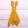 Jucarie textila, New Baby, Baby Rabbit, Pentru bebelusi, Moale, Din muselina, 100% bumbac,30x30 cm, Mustard - 2