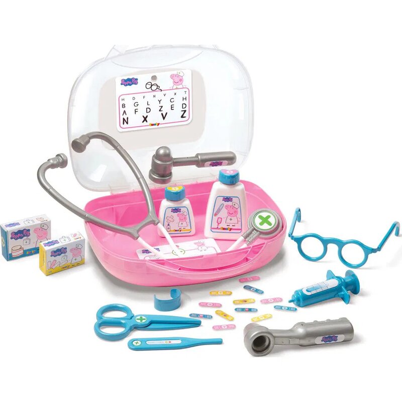 Jucarie trusa doctor, Smoby, Peppa Pig, 25.3 x 10.7 x 23.4 cm , 36 luni+, Roz