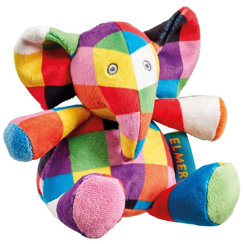 Rainbow designs - jucarie zornaitoare din plus elefantul elmer, 14 cm