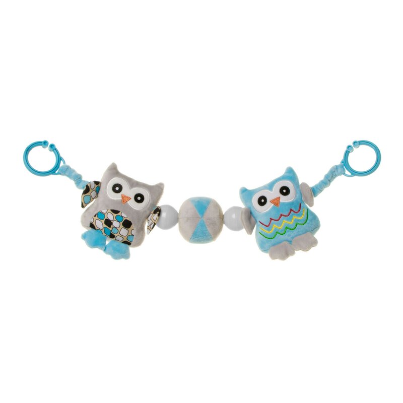 4baby - jucarie zornaitoare plusata pentru carucior pram toy bufnite albastre