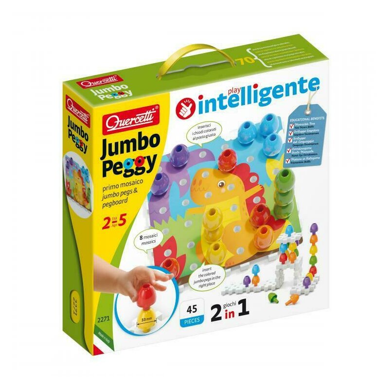 Quercetti - set creativ primul mozaic dinozaur , jumbo peggy , jumbo peggy