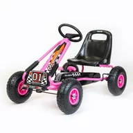 Kart cu pedale, Baby Mix, Go-Razor, Roti gonflabile, Ergonomic, Scaun jos in stil sport, Volan sport si frana de mana pe ambele roti din spate, 3-8 ani, Pink