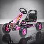 Kart cu pedale, Baby Mix, Go-Razor, Roti gonflabile, Ergonomic, Scaun jos in stil sport, Volan sport si frana de mana pe ambele roti din spate, 3-8 ani, Pink - 4