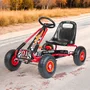 Kart cu pedale, Baby Mix, Go-Razor, Roti gonflabile, Ergonomic, Scaun jos in stil sport, Volan sport si frana de mana pe ambele roti din spate, 3-8 ani, Red - 6