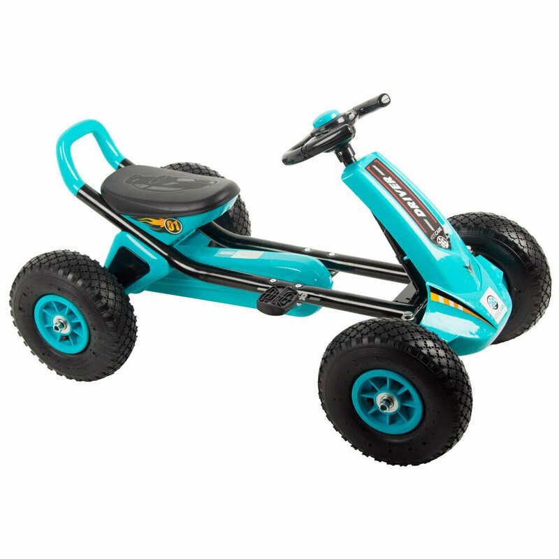 Kidscare - kart cu pedale si roti gonflabile driver kidscare albastru