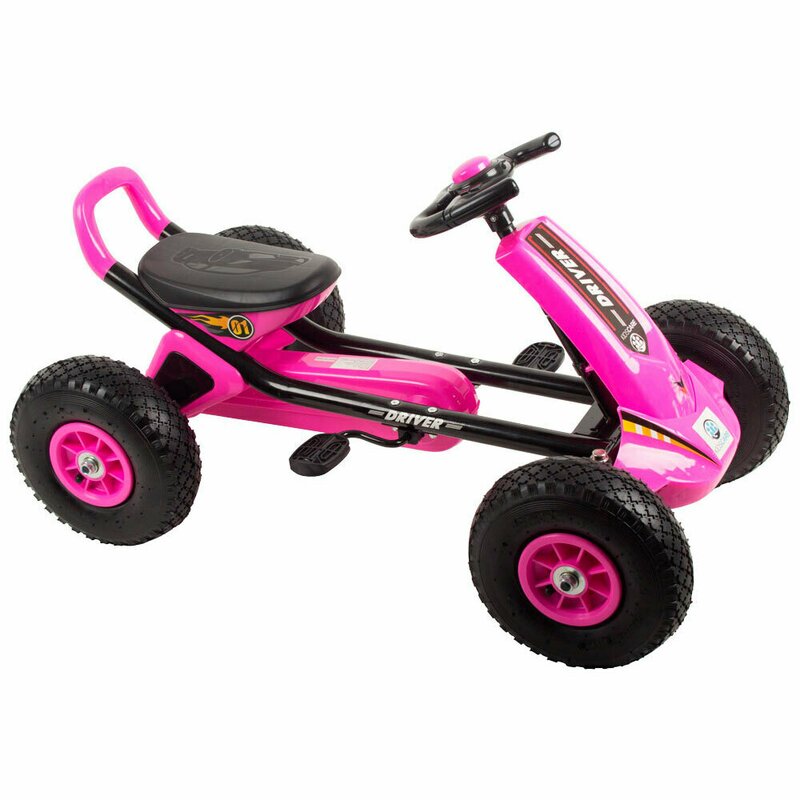 Kidscare - kart cu pedale si roti gonflabile driver kidscare roz