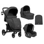 KikkaBoo - Carucior multifunctional, 3 in 1, Madrid, 0-15 kg, Landou intarit si salteluta moale, Cu geanta de mamici, Protectie picioare pentru carucior si landou, Husa ploaie, Suport pahar, Negru - 1