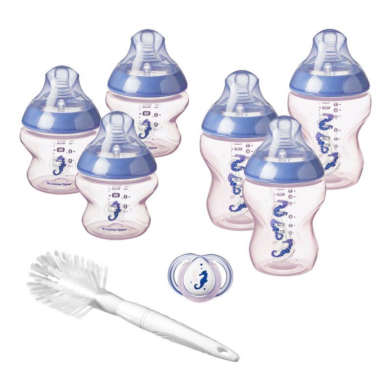 Tommee tippee - kit biberoane nou nascut, onl fete, 0luni+, calut de mare albastru