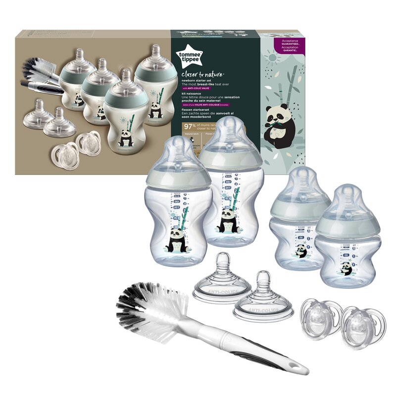 Tommee tippee - set biberoane ursuleti panda , closer to nature , 0 luni +