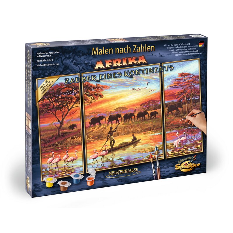Simba - pictura pe numere africa un continent magic , schipper , 3 tablouri