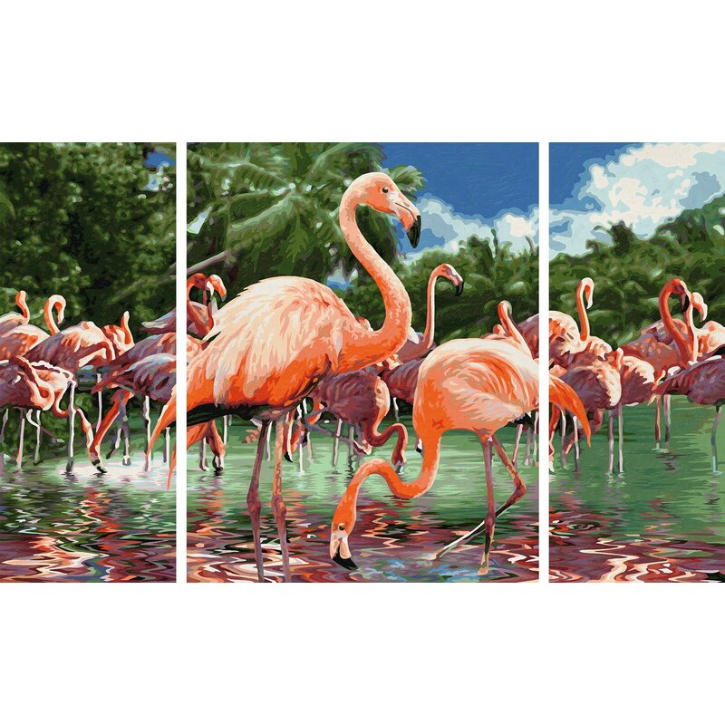 Simba - pictura pe numere flamingo , schipper , 3 tablouri, multicolor