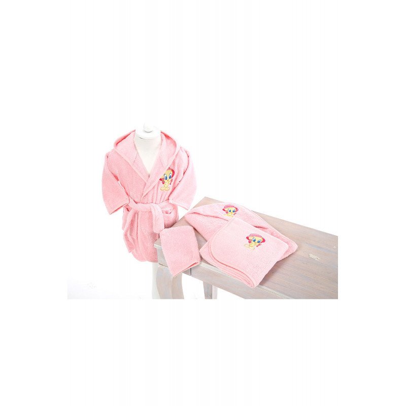 Kreis design - set de baie bambu 4 piese, 0-1 an tweety, roz
