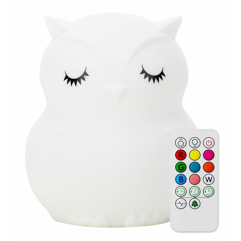 Lampa de veghe, FreeON, Silicon moale, Cu telecomanda si cablu USB, Cu 9 culori diferite si cronometru, Owl