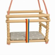 Leagan din lemn de fag, Baby Mix, Cu pernuta, Cu sfoara, Pana la 20 kg, Natur