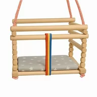 Leagan din lemn de fag, Baby Mix, Cu pernuta, Cu sfoara, Pana la 20 kg, Natur