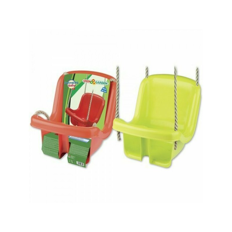 Androni giocattoli - leagan din plastic copii pentru exterior androni cu spatar, verde/rosu