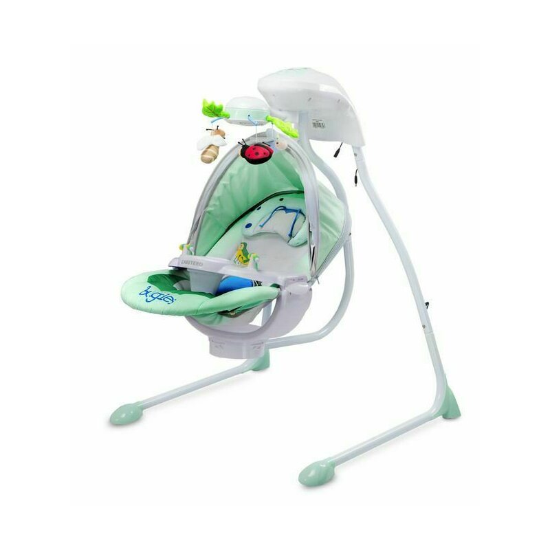 Caretero - Leagan Bugies Pliabil, Spatar reglabil, Electric, Rotire 90 grade, 90x45 cm, Verde