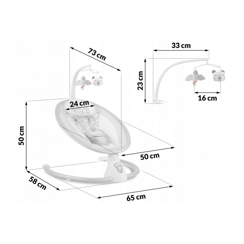 Ricokids - leagan electric cu vibratii, muzica si jucarii 705000, gri
