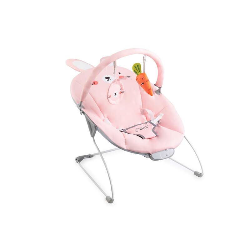 Momi - leagan glossy bunny cu vibratii, cu melodii, cu bara detasabila, 53x49 cm, roz