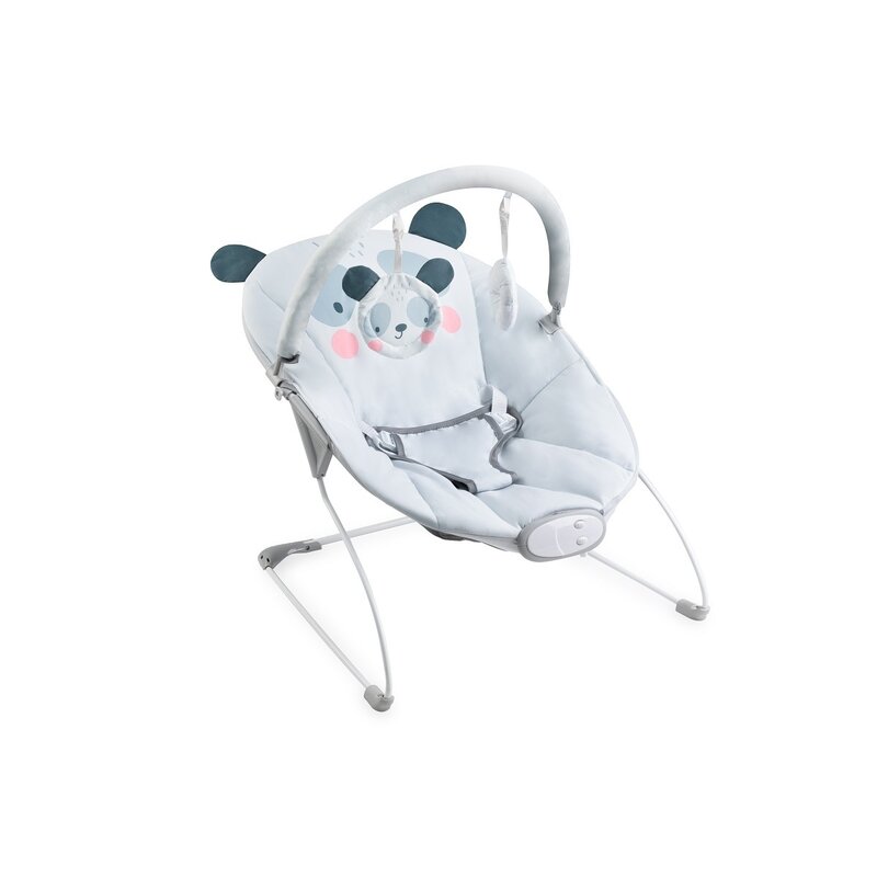 Momi - Leagan Glossy Panda Cu vibratii, Cu melodii, Cu bara detasabila, 53x49 cm