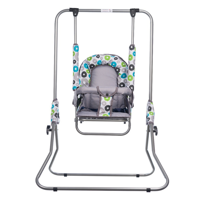 Leagan pentru copii, appekids, cu spatar reglabil, grey flowers