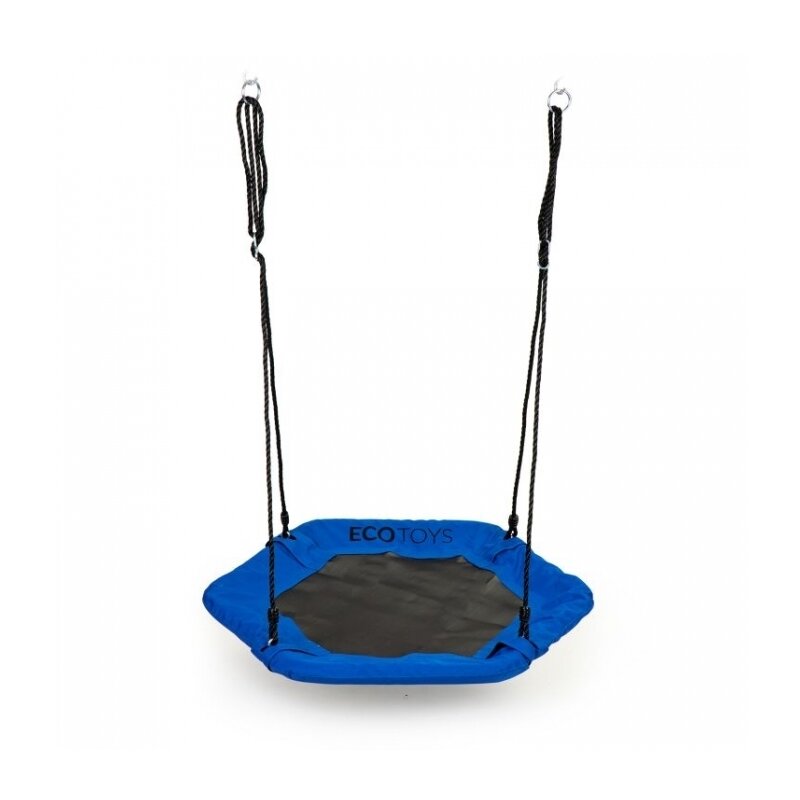 Ecotoys - leagan de gradina hexagonal , tip cuib, suspendat, albastru