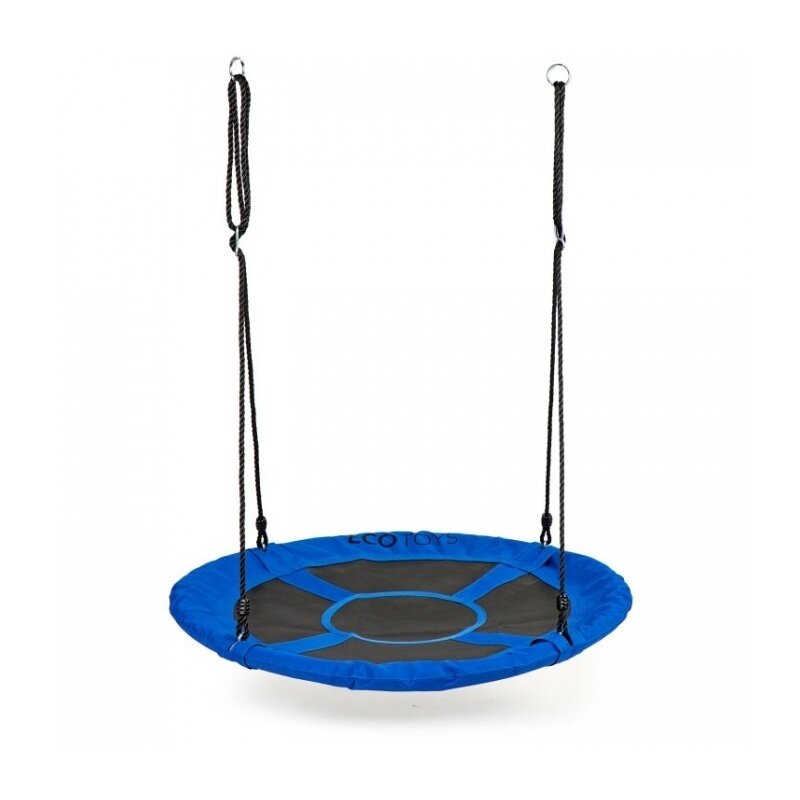 Ecotoys - leagan de gradina , tip cuib, suspendat, diametru 100 cm, albastru
