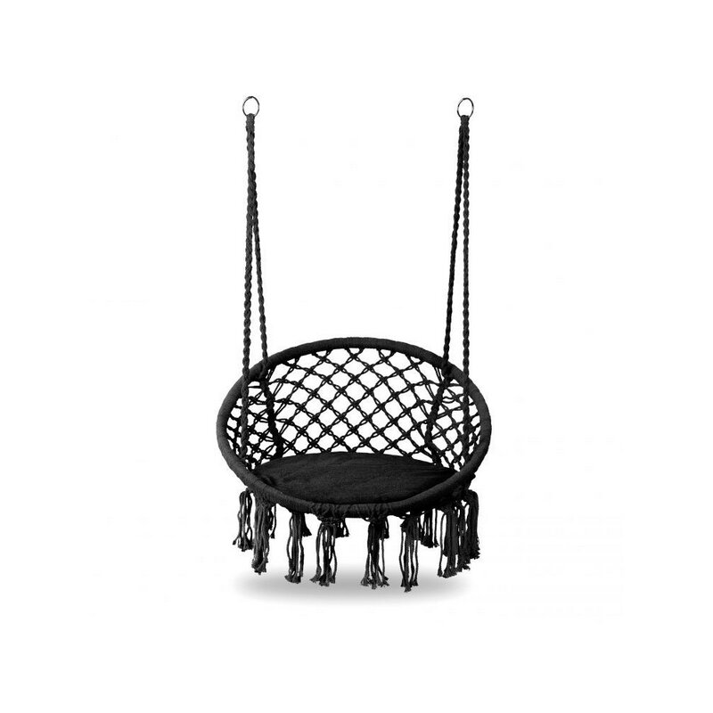 Modernhome - leagan suspendat cuib de barza, cu spatar, cu perna, negru
