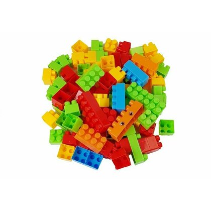 Lean toys - Blocuri de constructie, Set 86 piese, Cu plasa cu fermoar si maner, Multicolor