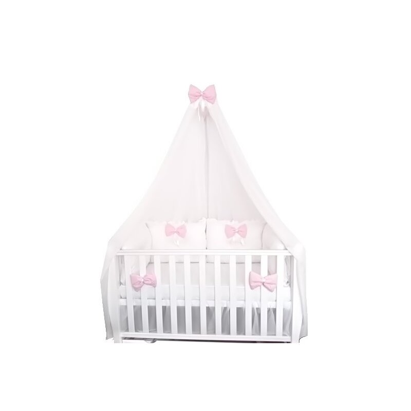 Deseda - lenjeria pat 120x60 cm cu 4 perne super groase cearsaf si fundite roz pal