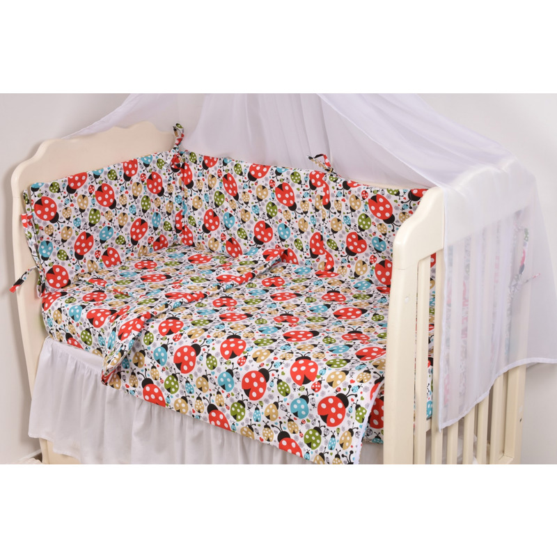 Lenjerie 6 piese patut 120x60 cm bumbac 100% model buburuze