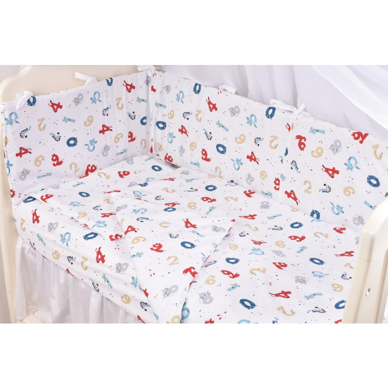 Lenjerie 6 piese patut 120x60 cm bumbac 100% model cifre