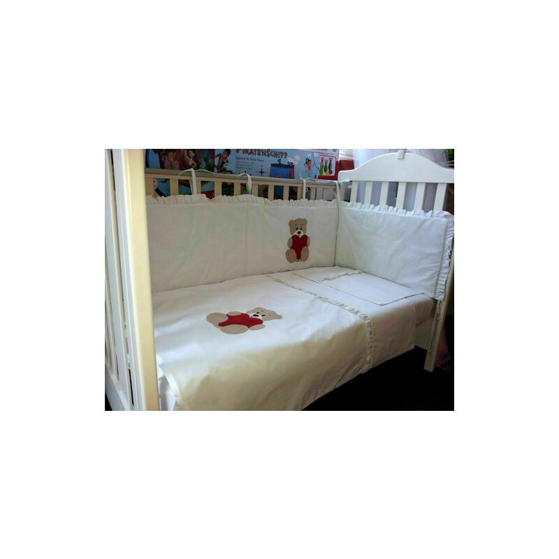 Kidsdecor - lenjerie brodata ursuletul teddy 4 piese 60 x 120 cm