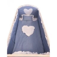 Deseda - Lenjerie de pat bebelusi cu aparatori laterale  Te iubesc puisor 120x60 cm albastru cu alb