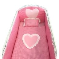 Deseda - Lenjerie de pat bebelusi cu aparatori laterale  Te iubesc puisor 140x70 cm roz cu alb