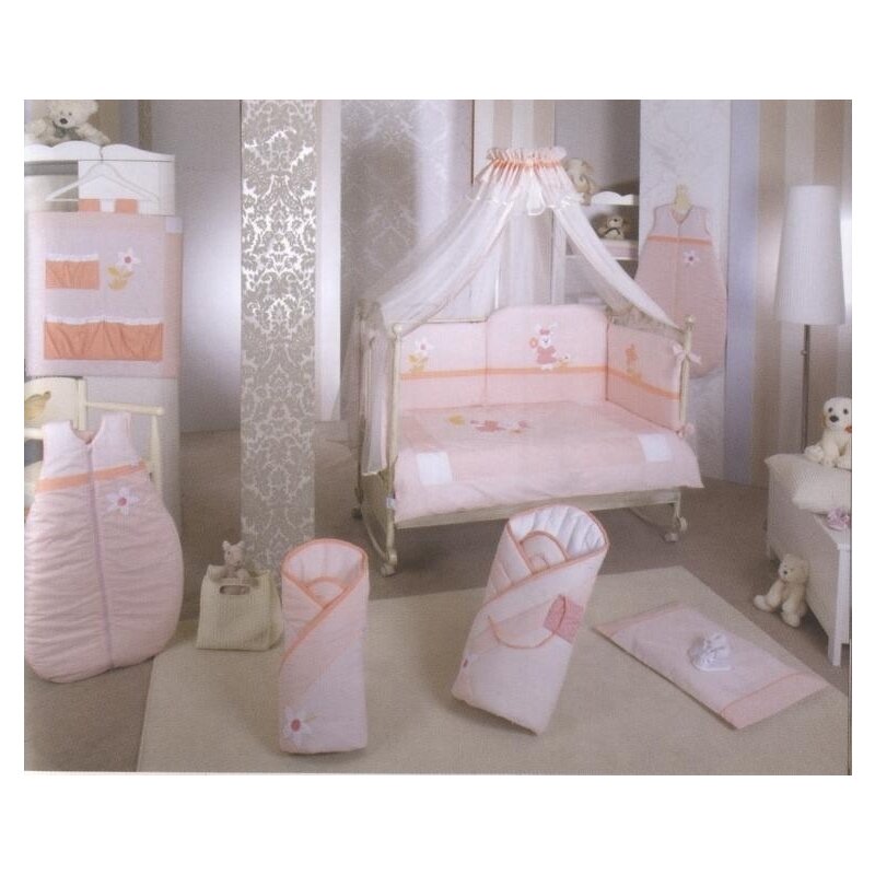 Feretti - lenjerie 3 piese quartetto long lapin din bumbac, 135x100 cm, roz