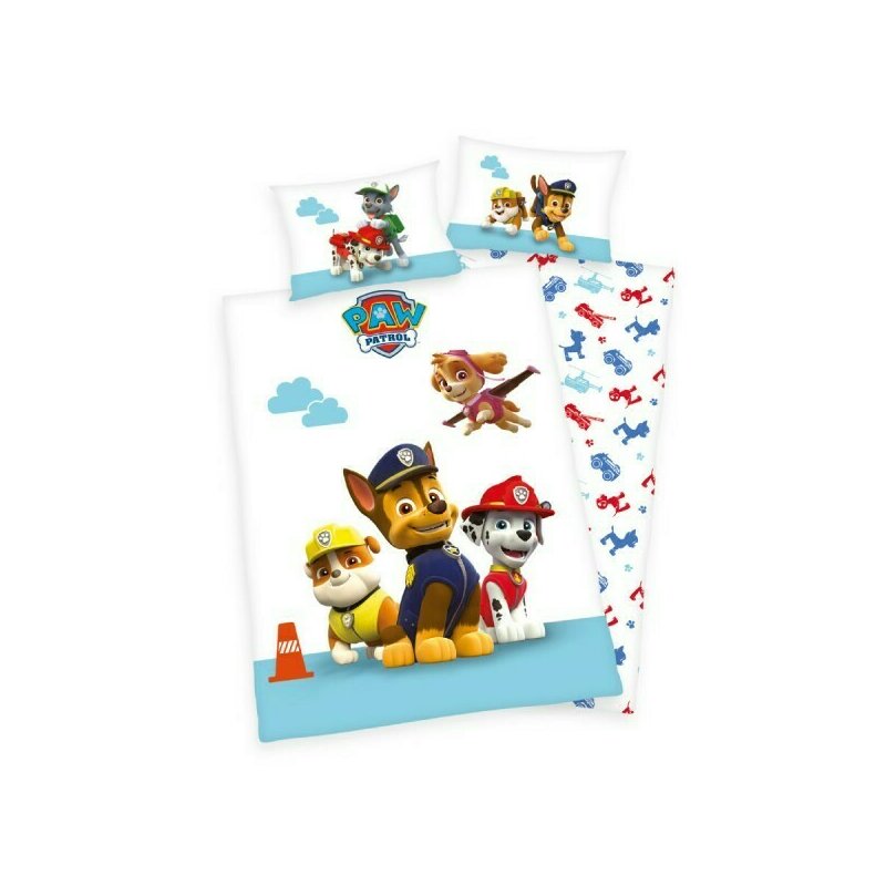 Herding - Lenjerie 2 piese Reversibila Paw Patrol din Bumbac, 135x100 cm