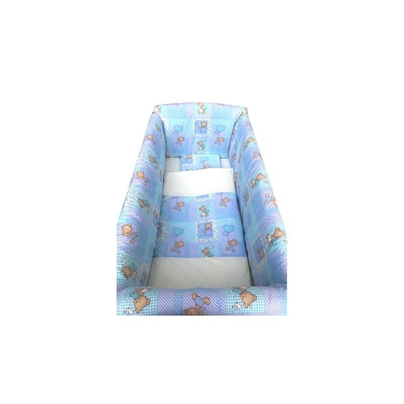 Deseda - lenjerie de patut bebelusi 120x60 cm cu aparatori maxi vise jucause albastru