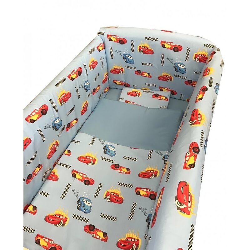 Lenjerie de patut bebelusi 120x60 cm cu aparatori Maxi Cars