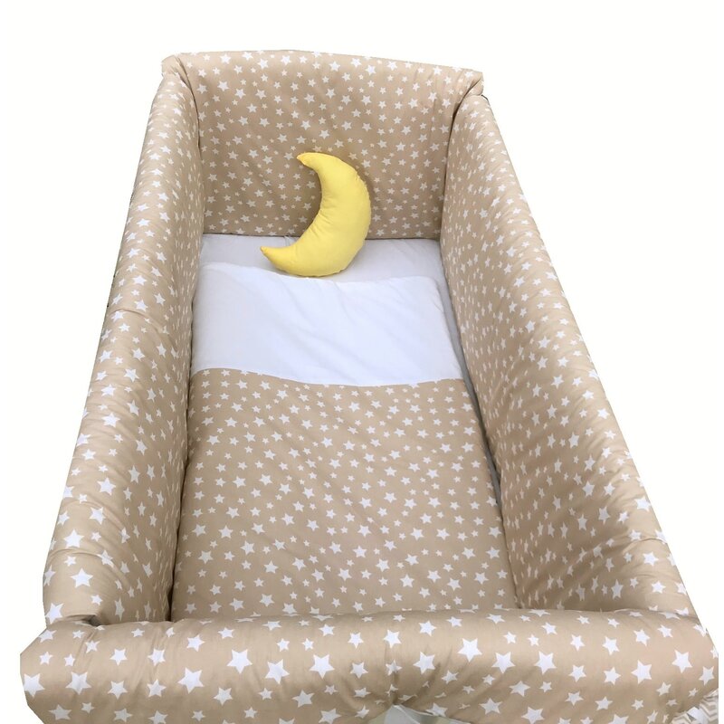 Deseda - lenjerie de patut bebelusi 120x60 cm cu aparatori maxi stelute bej