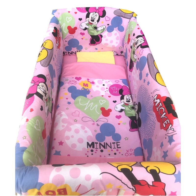 Deseda - lenjerie de patut bebelusi 140x70 cm cu aparatori maxi minnie mouse