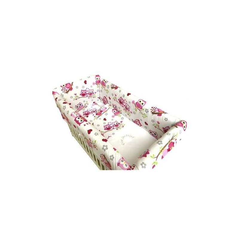 Deseda - lenjerie de patut bebelusi 140x70 cm cu aparatori maxi vise jucause roz