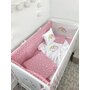 Deseda - Lenjerie de patut bebelusi Personalizata Imprimata pat 120x60 cm Steluțe pe roz Unicorn cu curcubeu - 1