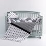 MyKids - Lenjerie 8 piese,  Cu baldachin, din Bumbac, 120x60 cm, Alb/Gri - 6